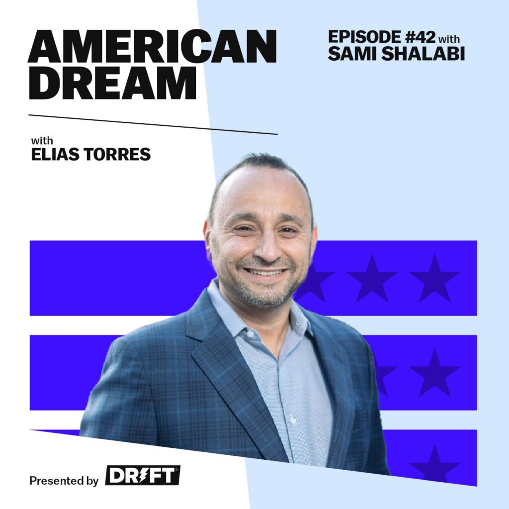 Headshot of Sami Shalabi & the American Dream logo/graphic treatment