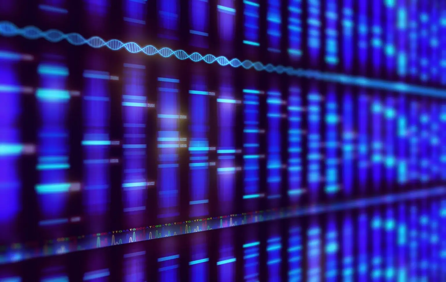 Illustration of a method of DNA sequencing. Image with depth of field.