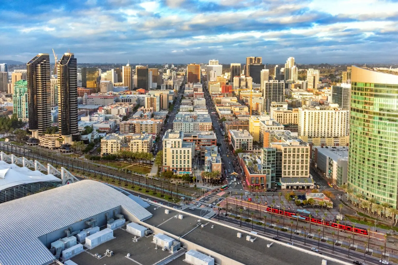 Downtown San Diego Aerial view at sunset