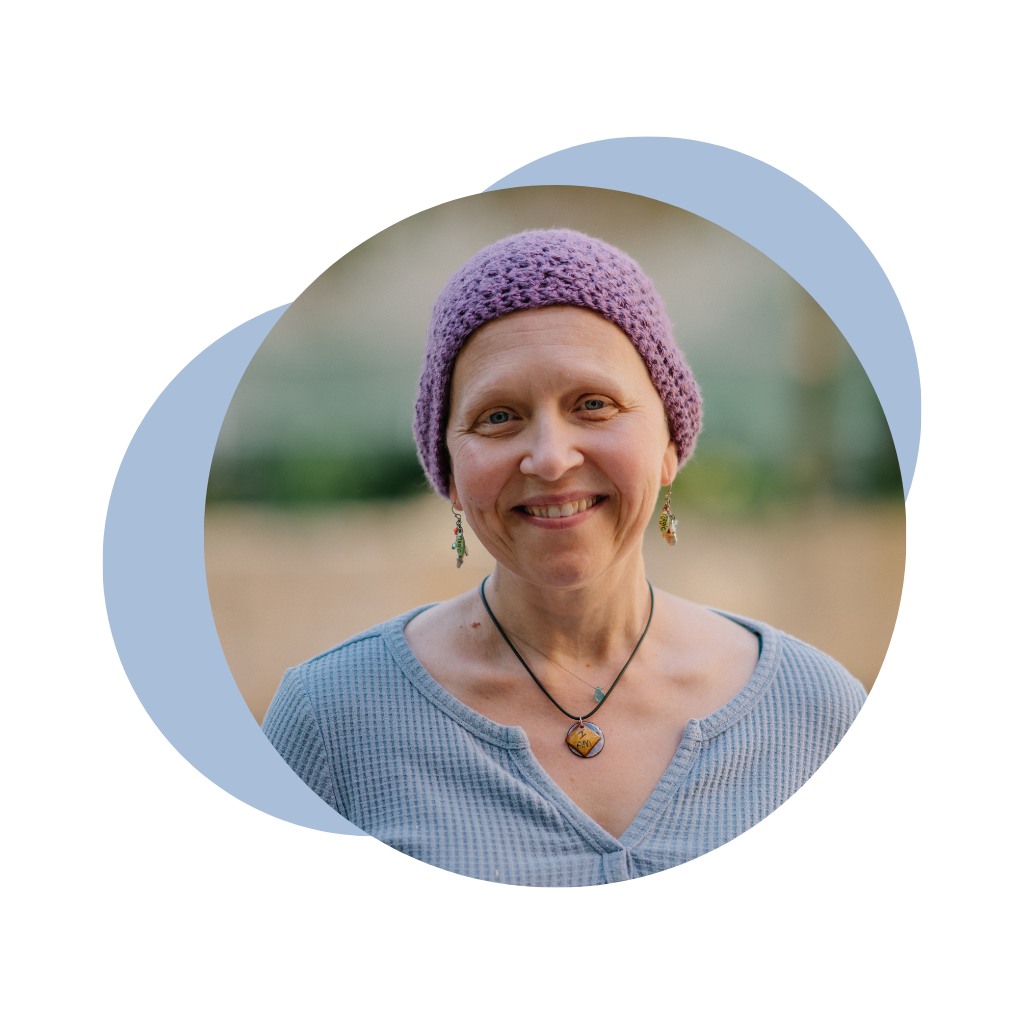 Woman with a chemo cap
