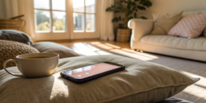 A person using a cancer symptom diary app on their smartphone to track their health.