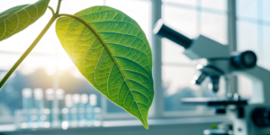 A microscope and leaf for studying the key lung cancer biomarkers currently in use.