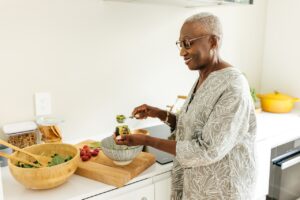 women preparing a lunch in the domestic kitchen