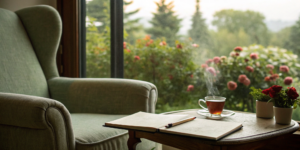 An open journal and pen on a table used as a chemotherapy side effect tracker.