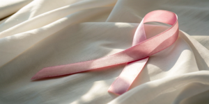 A pink ribbon for a patient's guide to the NCCN breast cancer guidelines.