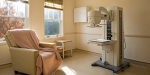 Mammogram machine used for early breast cancer diagnosis when there is no lump.