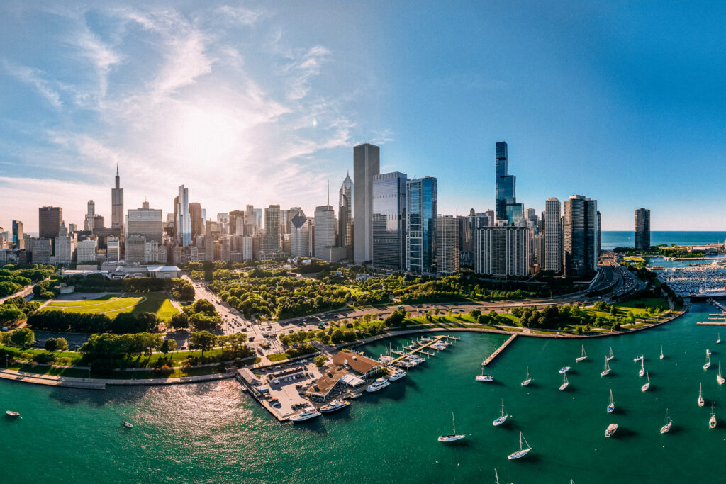 Chicago Illinois Skyline at Lake Michigan