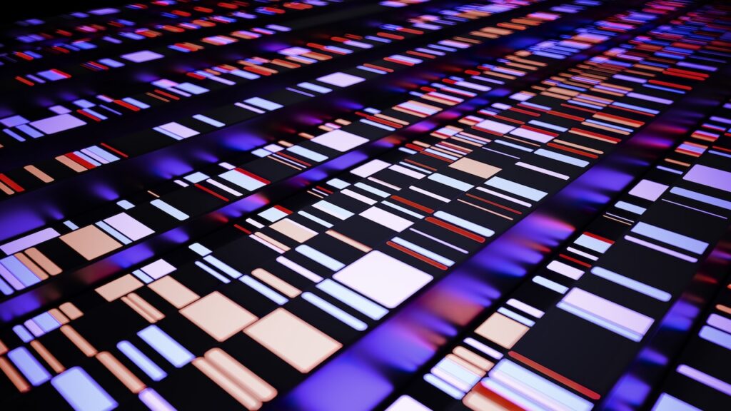 Patterns of genetic sequences in a laboratory setting during a collaborative research project. DNA sequencing concept