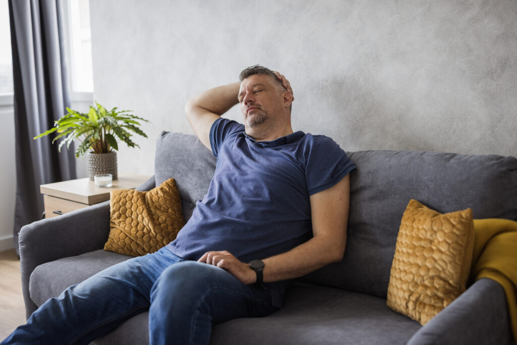 man resting at home