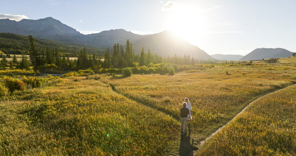 Women navigating a beautiful landscape